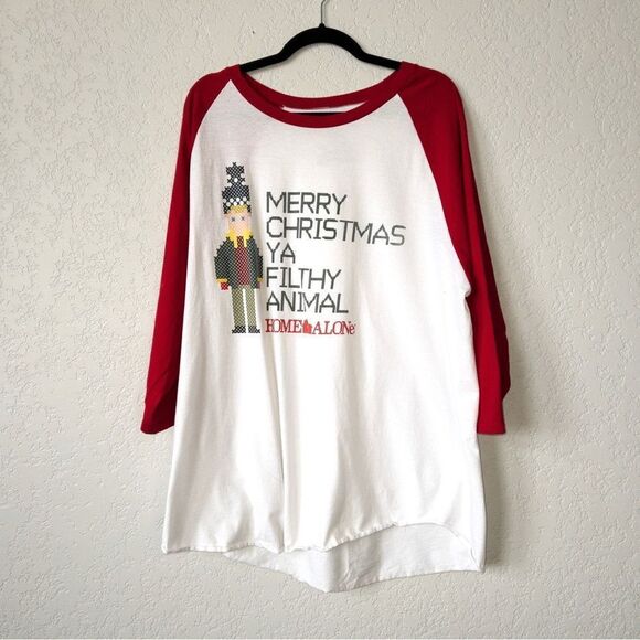 Home Alone‎ White & Red Filthy Animal Christmas Shirt Size XXL - Picture 1 of 6
